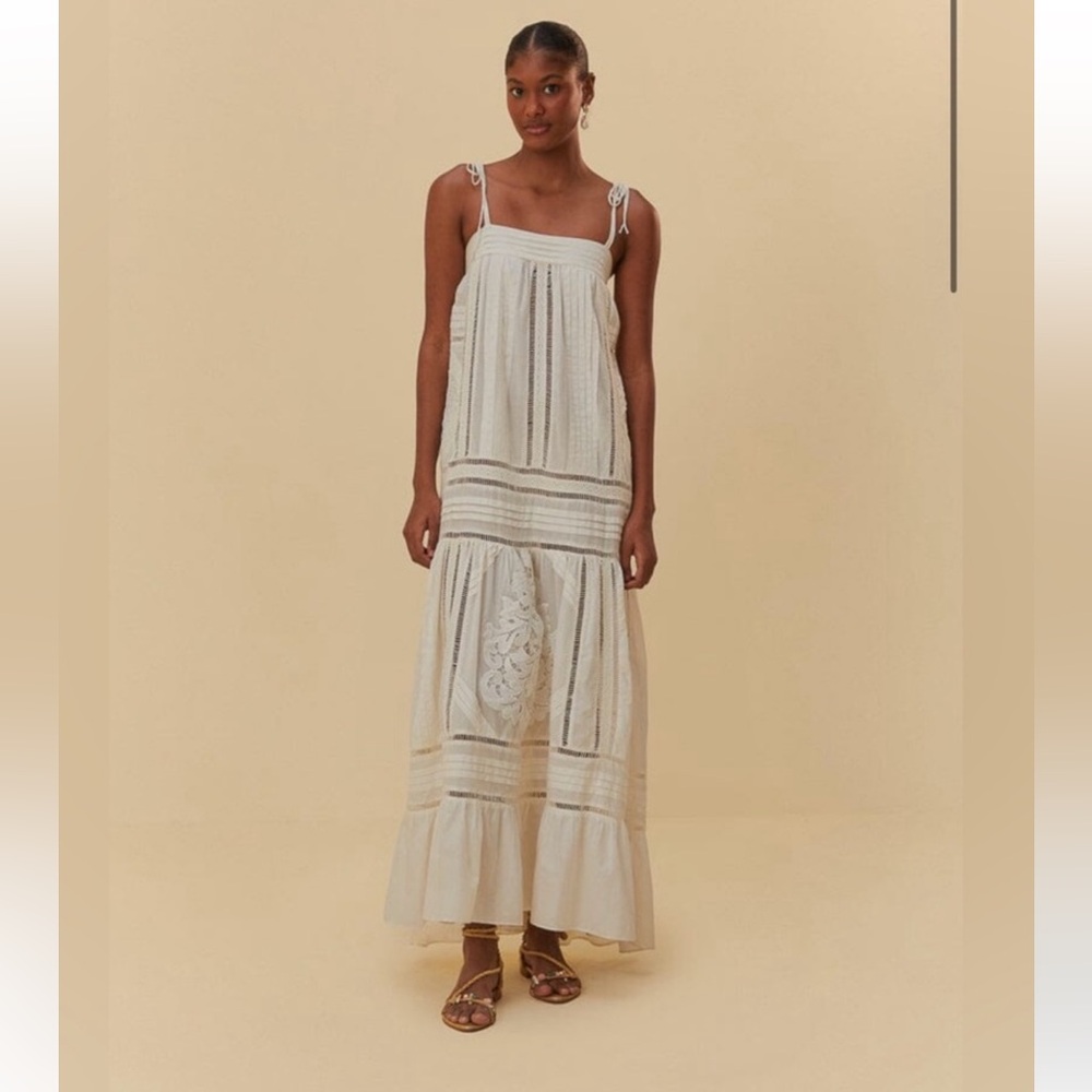 NWT Farm Rio White Lace Sleeveless Midi Dress Size XS